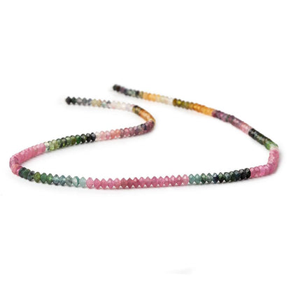 3mm Multi Color Tourmaline micro faceted disc rondelle beads 12.5 inch 155 pieces AAA