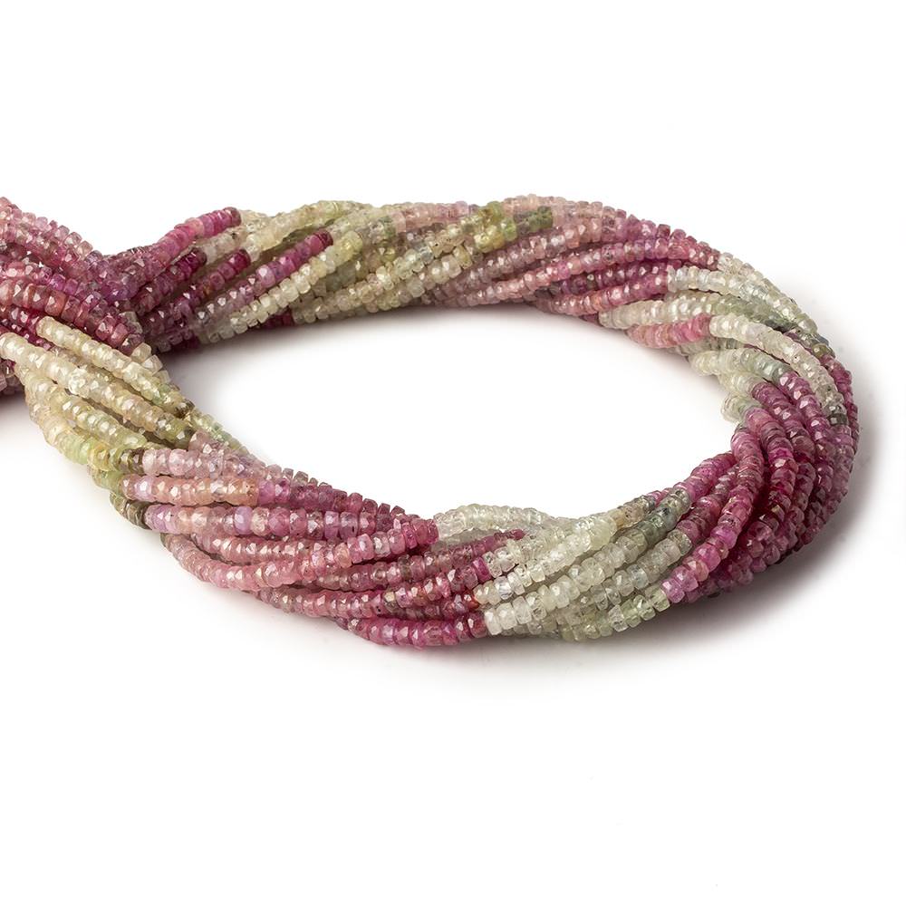 3.5mm Multi Color Umba Sapphire faceted rondelles 16 inch 205 beads AA