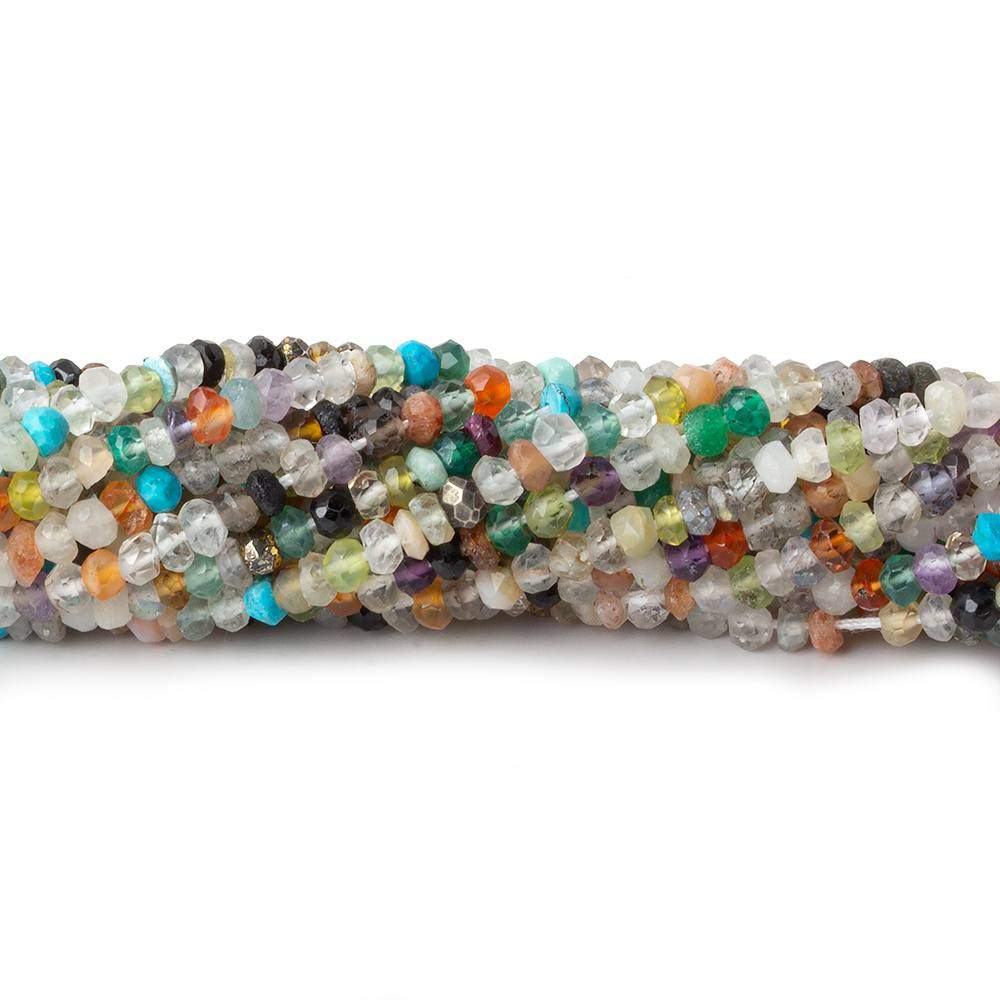 3mm Multi Gemstone Faceted Rondelle Beads 13 inch 145 pieces