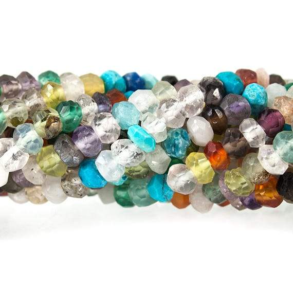 3mm Multi Gemstone Faceted Rondelle Beads 13 inch 145 pieces