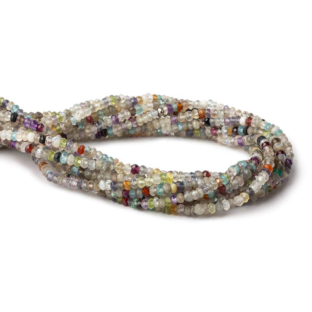 3mm Multi Gemstone Faceted Rondelle Beads 13 inches 72 pieces