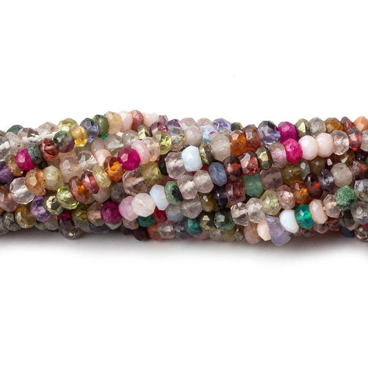3mm Multi Gemstone Faceted Rondelle Beads 13.5 inch 158 pcs