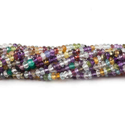 3mm Multi-gemstone Faceted Rondelle beads 14 inch 176 pieces