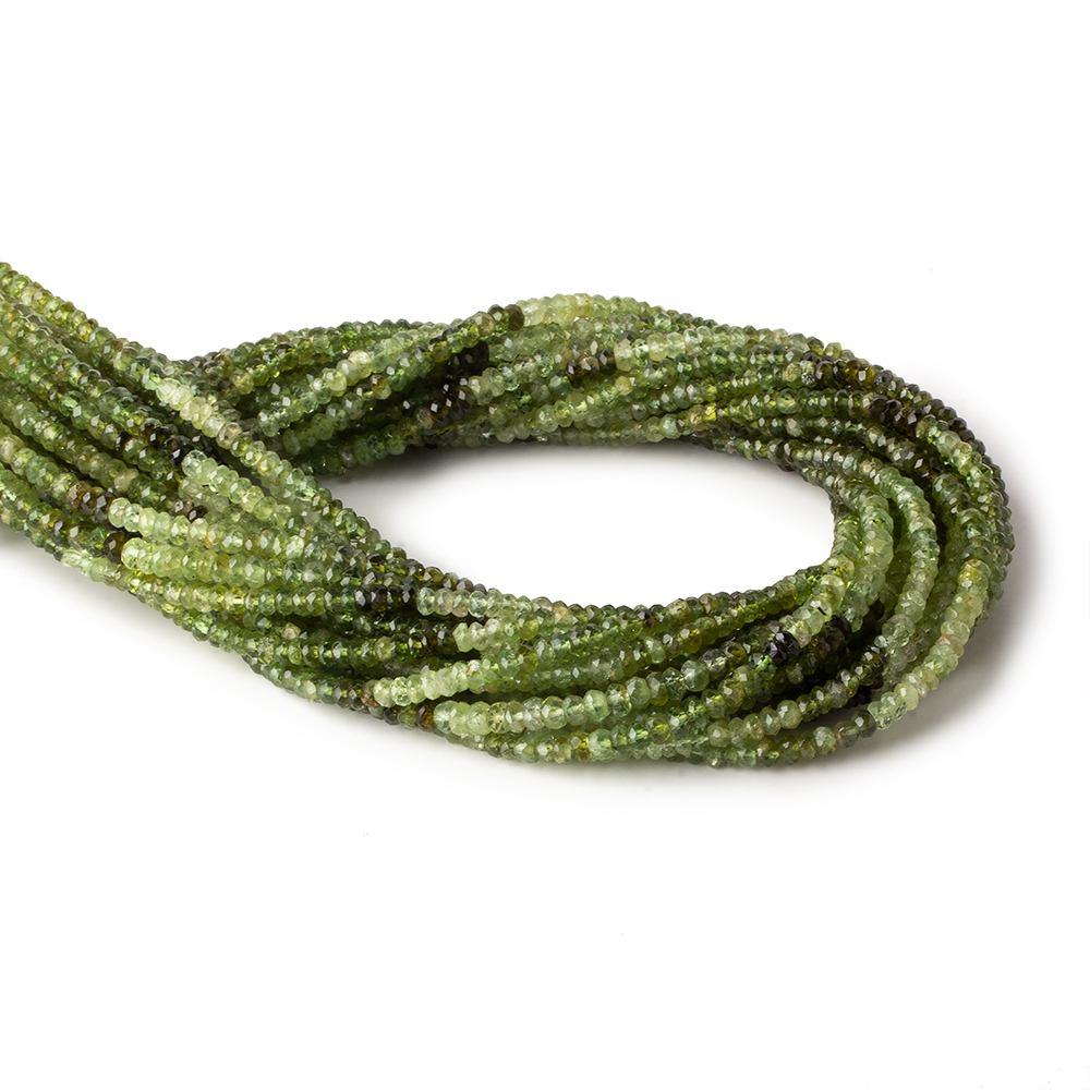 3mm Multi Green Tourmaline Faceted Rondelle Beads 14 inch 175 beads
