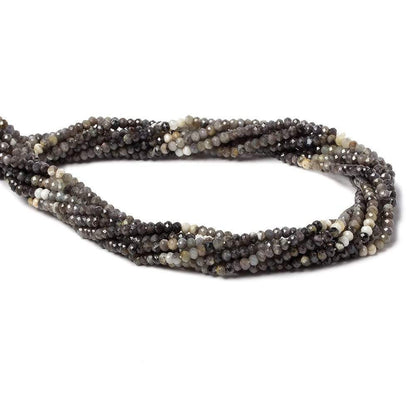 3mm Multi Grey Cream Sapphire Micro Faceted rondelle beads 13 inch 160 pcs