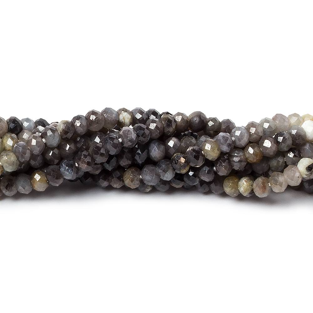 3mm Multi Grey Cream Sapphire Micro Faceted rondelle beads 13 inch 160 pcs