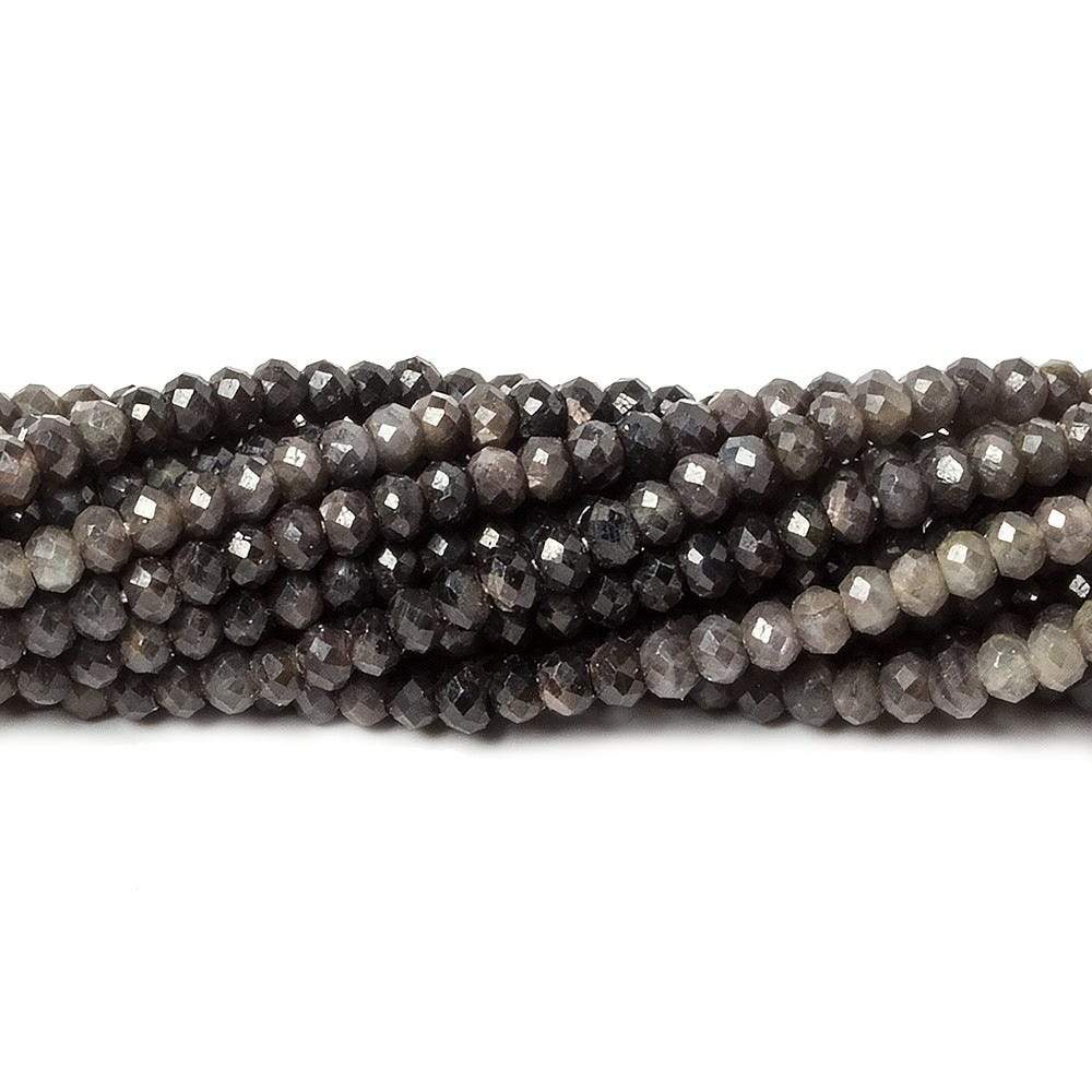 3mm Multi Grey Sapphire Micro Faceted rondelle beads 13 inch 160 pieces
