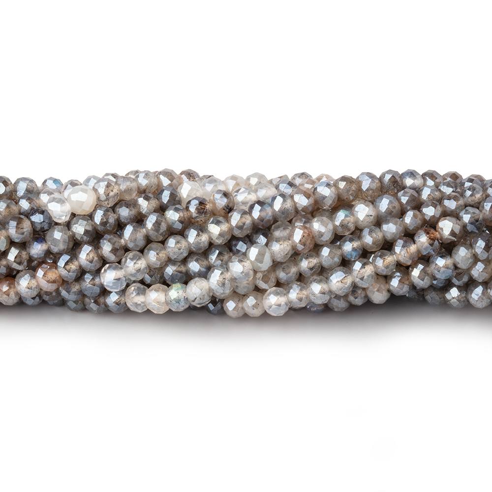 3mm Mystic Labradorite & Moonstone Micro Faceted Rondelles 12.5 inch 136 beads