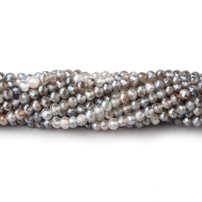 3mm Mystic Labradorite & Moonstone Micro Faceted Rondelles 12.5 inch 136 beads