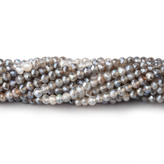 3mm Mystic Labradorite & Moonstone Micro Faceted Rondelles 12.5 inch 136 beads