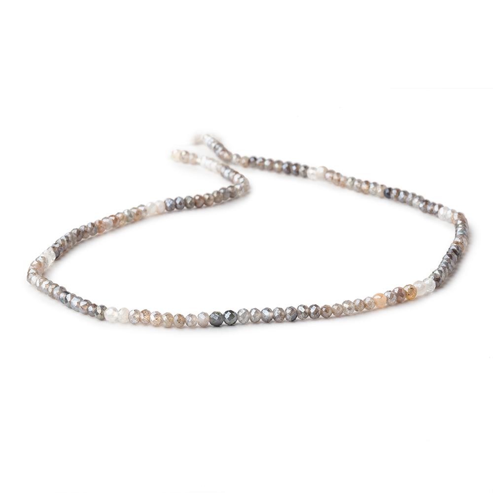 3mm Mystic Labradorite & Moonstone Micro Faceted Rondelles 12.5 inch 136 beads