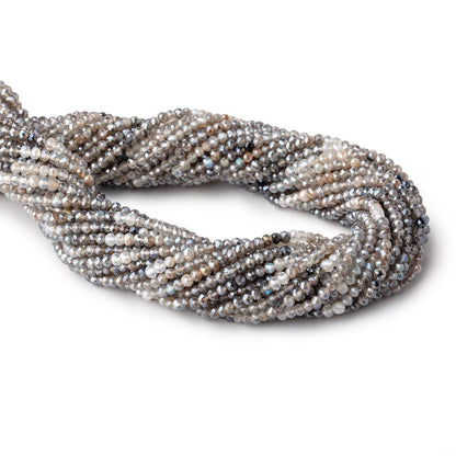 3mm Mystic Labradorite & Moonstone Micro Faceted Rondelles 12.5 inch 136 beads