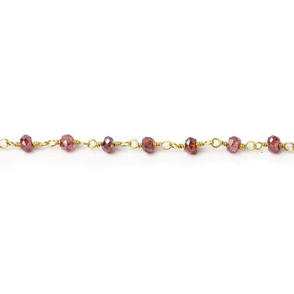 3mm Mystic Rhodolite Garnet faceted rondelles on Gold Chain
