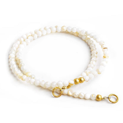 3mm Natural Cream Mother of Pearl microfaceted round beads 13 inch 100 pieces