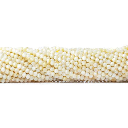 3mm Natural Cream Mother of Pearl microfaceted round beads 13 inch 100 pieces