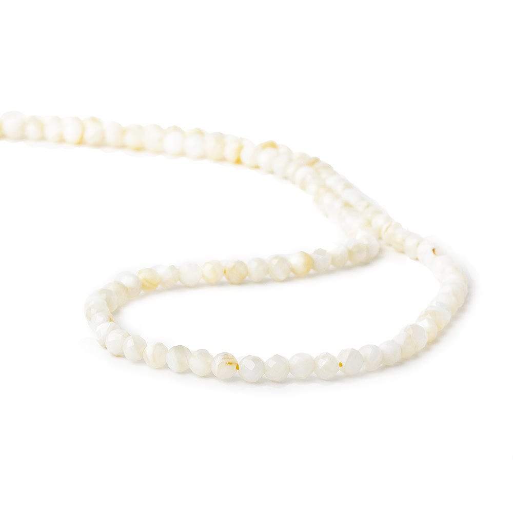 3mm Natural Cream Mother of Pearl microfaceted round beads 13 inch 100 pieces
