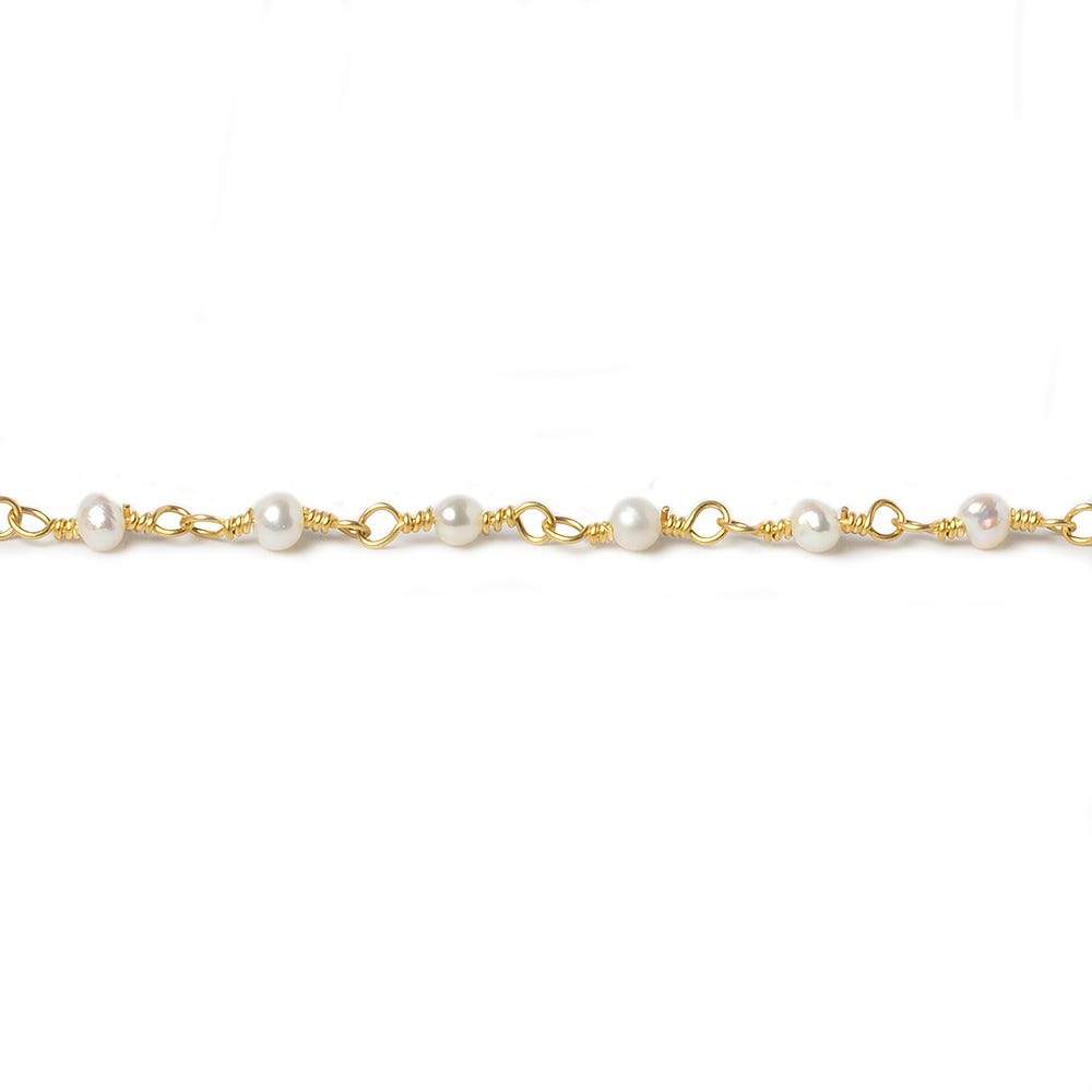 3mm Off White Baroque Freshwater Pearl Vermeil Chain by the foot