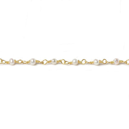3mm Off White Baroque Freshwater Pearl Vermeil Chain by the foot