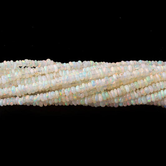 3mm Off White Ethiopian Opal plain rondelle beads 18 inch 300 pieces AA