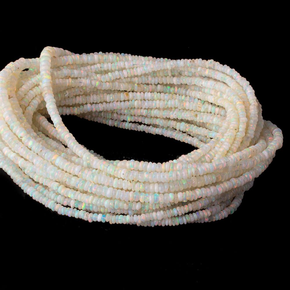 3mm Off White Ethiopian Opal plain rondelle beads 18 inch 300 pieces AA