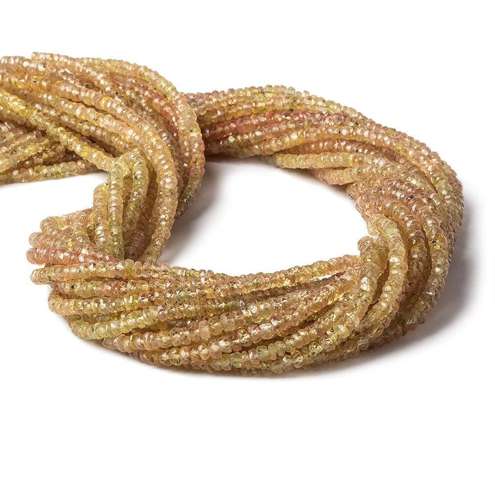 3mm Orange Yellow Songea Sapphire Beads Faceted Rondelle 16 inch 205 pieces