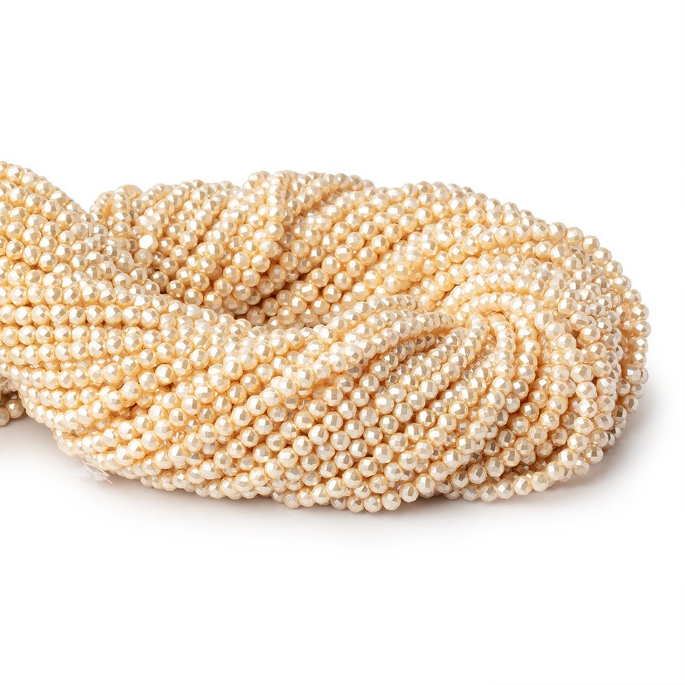 3mm Pale Yellow Shell Pearl Micro Faceted Rounds 12.75 inch 114 Beads