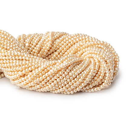 3mm Pale Yellow Shell Pearl Micro Faceted Rounds 12.75 inch 114 Beads