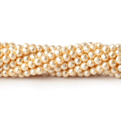 3mm Pale Yellow Shell Pearl Micro Faceted Rounds 12.75 inch 114 Beads