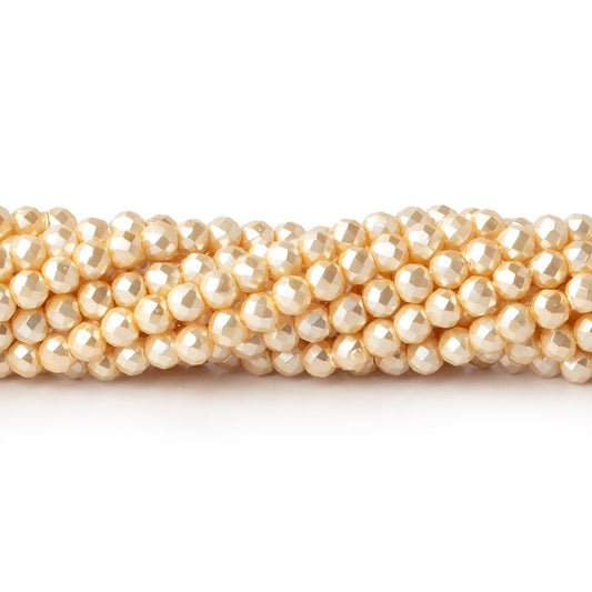 3mm Pale Yellow Shell Pearl Micro Faceted Rounds 12.75 inch 114 Beads