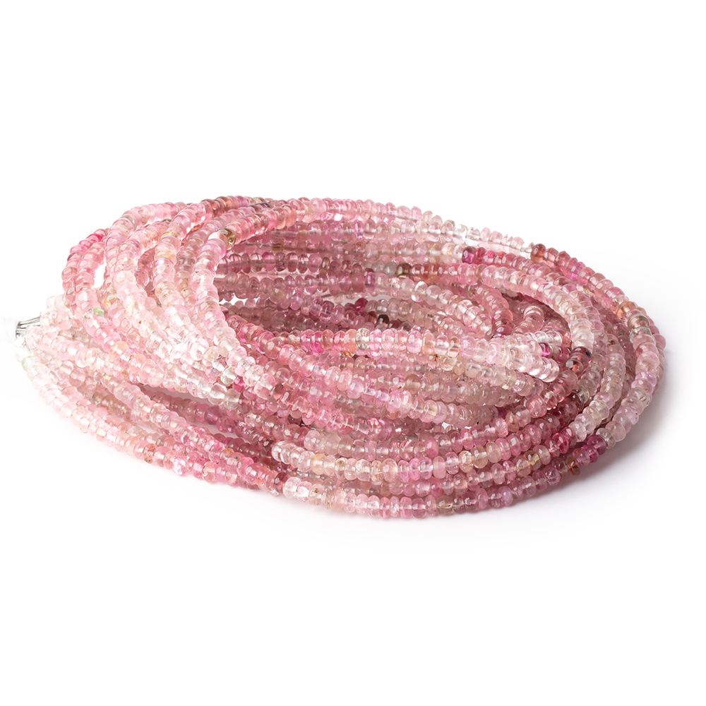 3mm Pink Afghani Tourmaline Plain Rondelles 16 inch 215 Beads