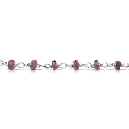 3mm Pink Tourmaline faceted rondelle .925 Silver Chain by the foot 50 pieces