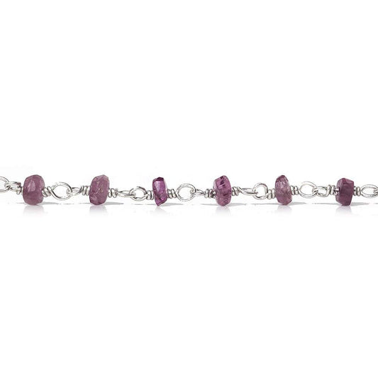 3mm Pink Tourmaline faceted rondelle .925 Silver Chain by the foot 50 pieces