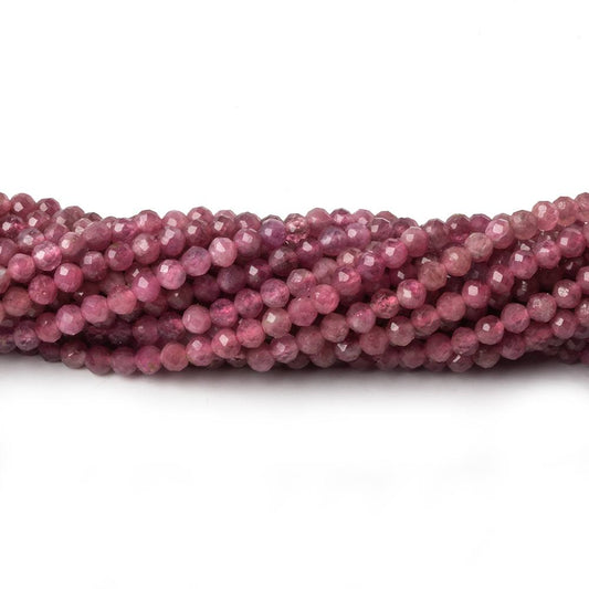 3mm Pink Tourmaline micro faceted rounds 13 inch 115 beads