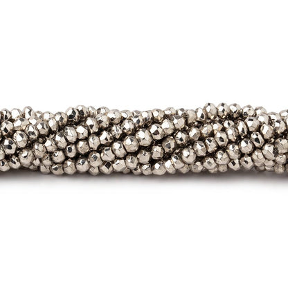 3mm Platinum Silver plated Pyrite Faceted Rondelle Beads 13 inch