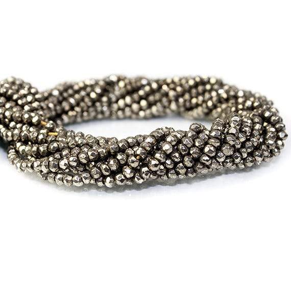 3mm Pyrite Faceted Rondelle Beads 13.5 inch 127 pieces