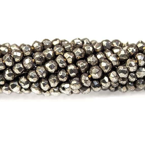 3mm Pyrite Faceted Rondelle Beads 13.5 inch 127 pieces