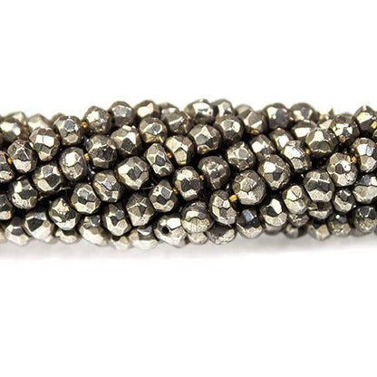 3mm Pyrite Faceted Rondelle Beads 13.5 inch 127 pieces