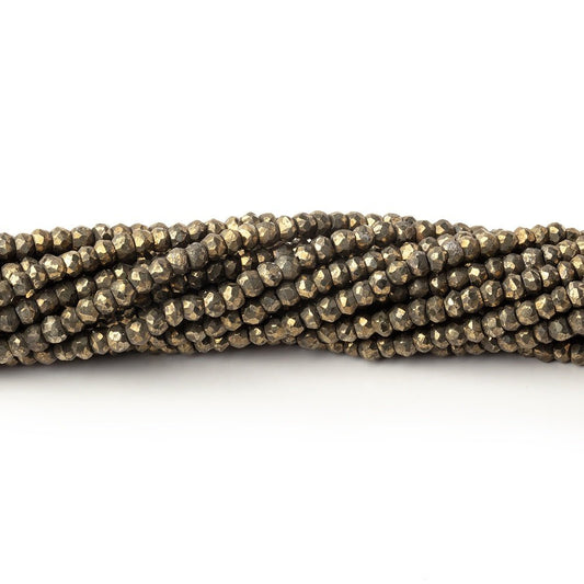 3mm Pyrite Faceted Rondelle Beads 13.75 inch 155 pieces