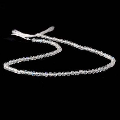 3mm Rainbow Moonstone micro faceted rounds 12.5 inch 100 pieces  AAA