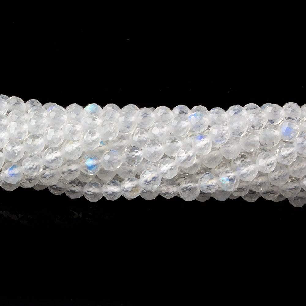 3mm Rainbow Moonstone micro faceted rounds 12.5 inch 100 pieces  AAA