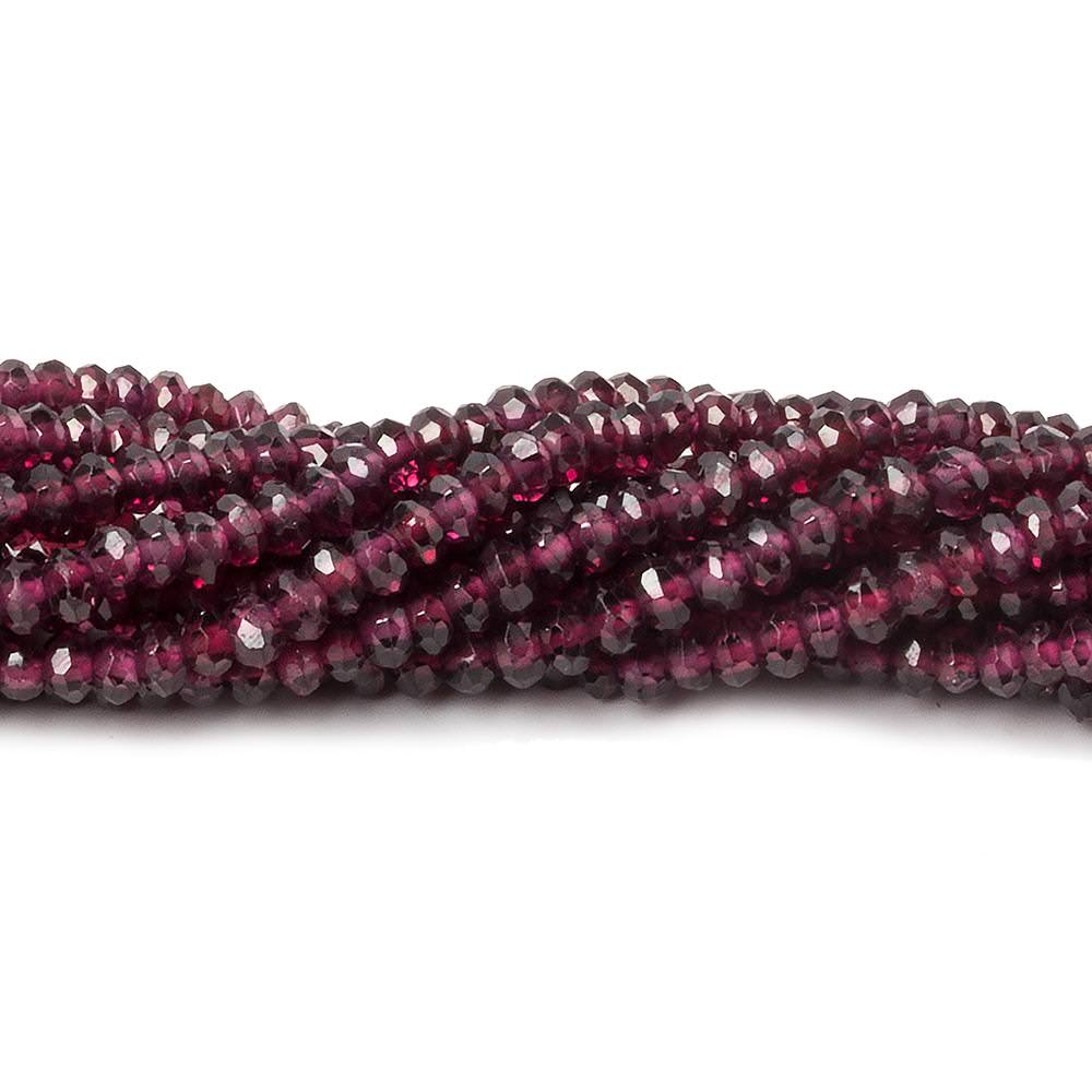 3mm Rhodolite Garnet faceted rondelle beads 13 inch 177 beads