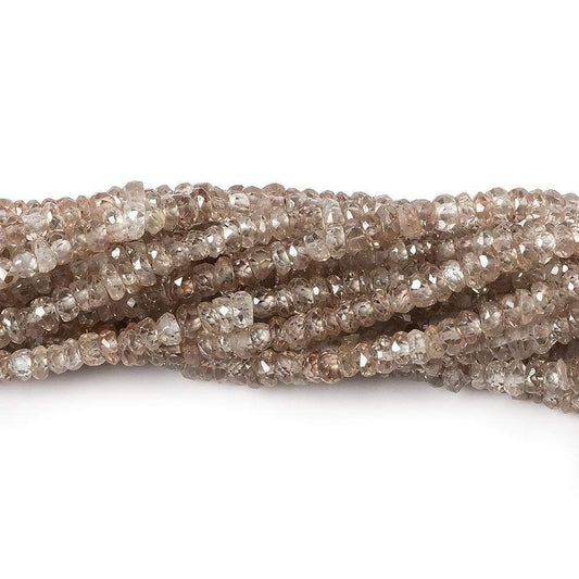 3mm Rose' and Champagne Zircon Faceted Rondelle Beads 13 inches 210 beads