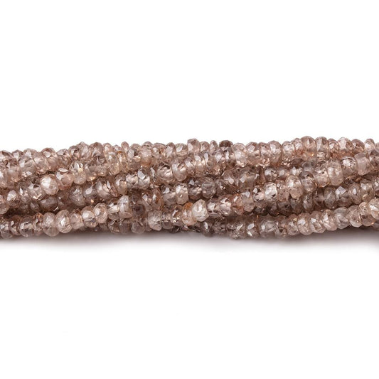 3mm Rose and Champagne Zircon faceted rondelles 13.5 inches 206 Beads