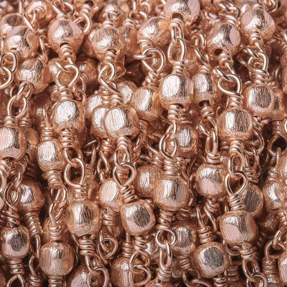 3mm Rose Gold plated Brushed Cube Rose Gold plated Chain by the foot