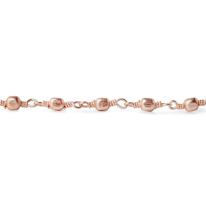 3mm Rose Gold plated Brushed Cube Rose Gold plated Chain by the foot