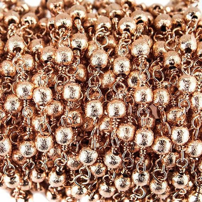 3mm Rose Gold plated Brushed Round Rose Gold plated Chain by the foot
