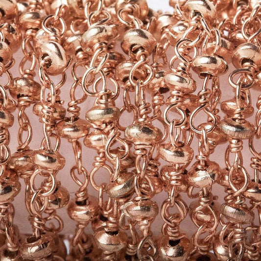 3mm Rose Gold plated rondelle Rose Gold plated Chain by the foot