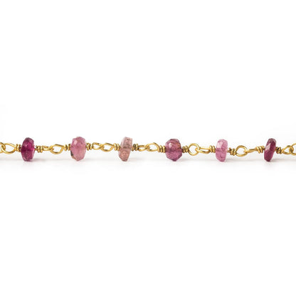 3mm Rubelite Tourmaline faceted rondelle Vermeil Chain by the foot 47 pieces