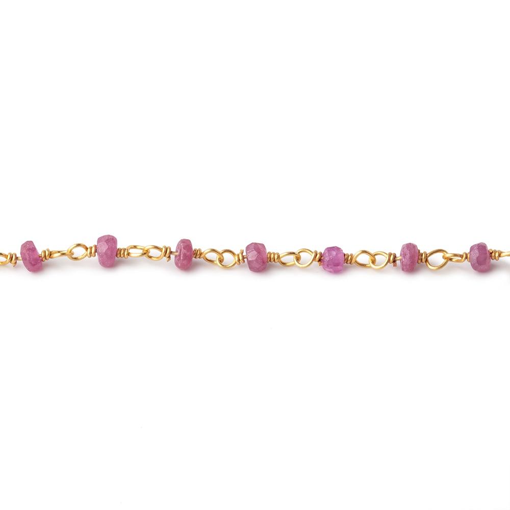3mm Ruby Faceted Rondelles on Vermeil Chain by the Foot 44 Beads
