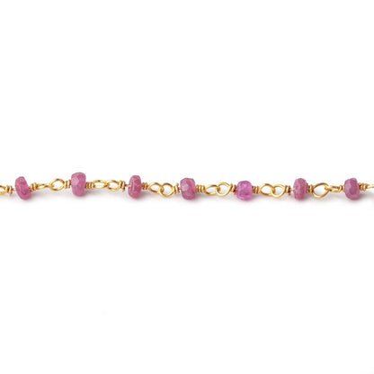3mm Ruby Faceted Rondelles on Vermeil Chain by the Foot 44 Beads